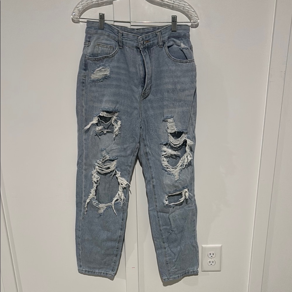 Distressed Blue Jeans